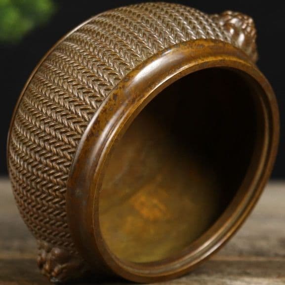 銅器 蘇工 竹編香薫炉 銅香炉 茶道香薫炉 香道具 装飾品 工芸品 置物