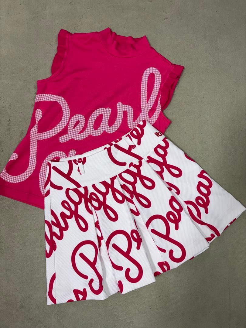 （美品）パーリーゲイツ 、筆記体ロゴグラフィック、セットアップ、サイズ上1、下0