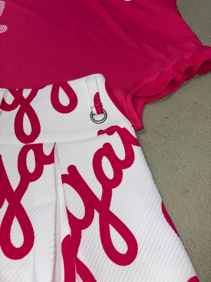 （美品）パーリーゲイツ 、筆記体ロゴグラフィック、セットアップ、サイズ上1、下0