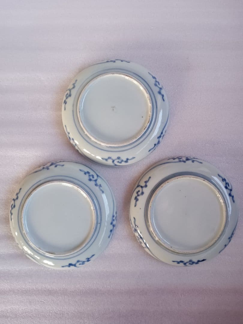 古伊万里　蛸唐草文様　三枚