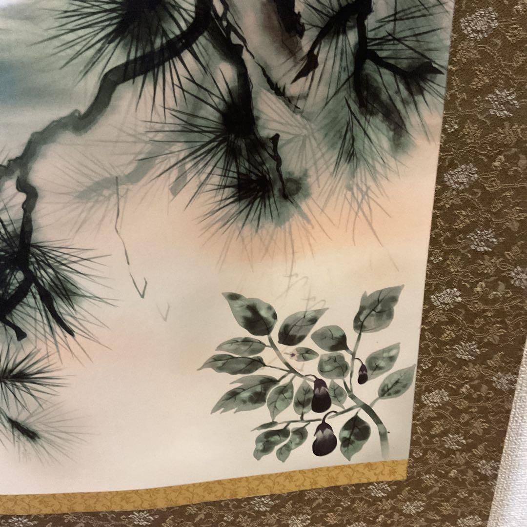 金運満願図 絹本彩色画 祝い軸【赤富士、白鷹、茄子 七福神宝舟】 桐箱